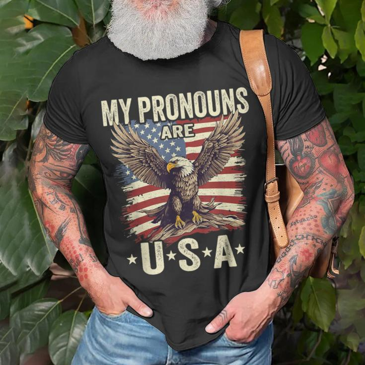 Patriotic American Flag Eagle 4Th July My Pronouns Are Usa T-Shirt Gifts for Old Men