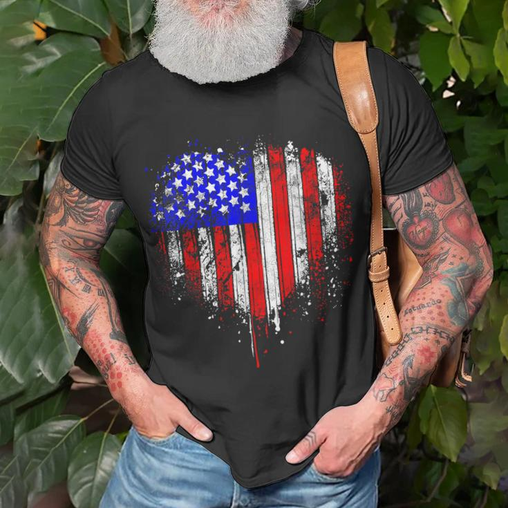 Patriotic American Flag Heart 4Th Of July Vintage Usa Flag Unisex T-Shirt Gifts for Old Men