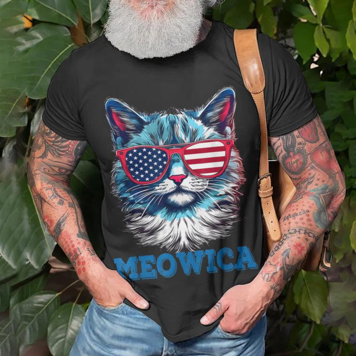 Patriotic Cat Sunglasses American Flag 4Th Of July Meowica Unisex T-Shirt Gifts for Old Men