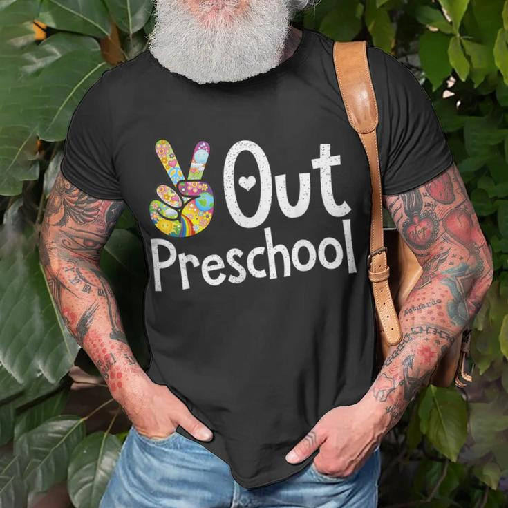 Peace Out Preschool Last Day Of School Preschool Graduate Unisex T-Shirt Gifts for Old Men
