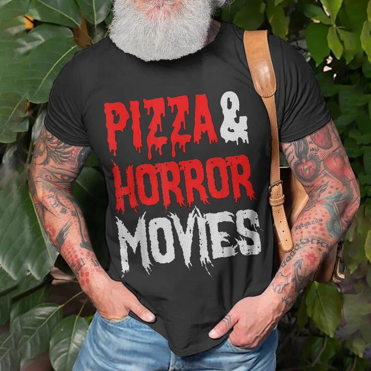 Pizza And Horror Movies Pizza Horror Lover Movies T-Shirt Gifts for Old Men