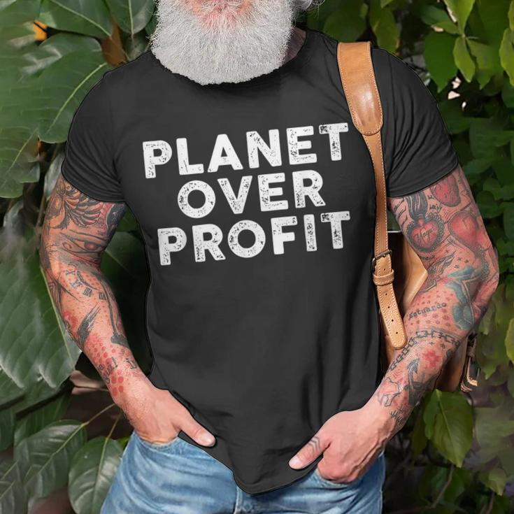 Planet Over Profit Protect Environment Quote T-Shirt Gifts for Old Men