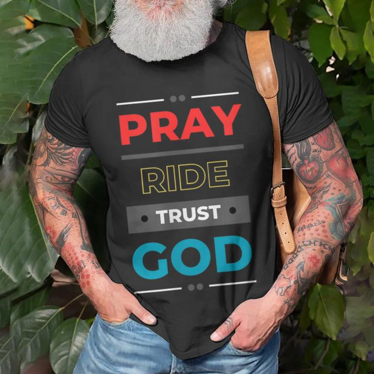 Pray Ride Trust God T-Shirt Gifts for Old Men
