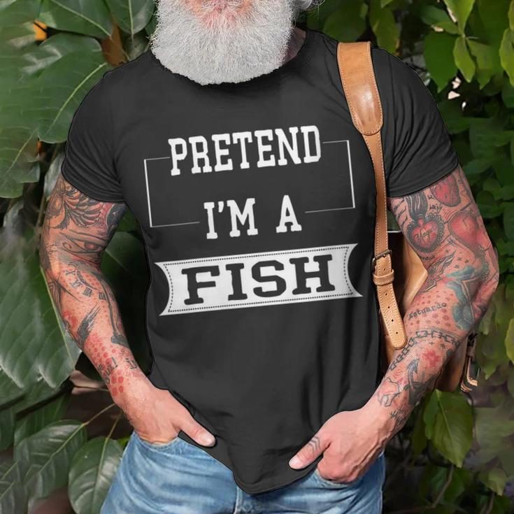 Pretend I'm A Fish Lazy Halloween Costume Party T-Shirt Gifts for Old Men