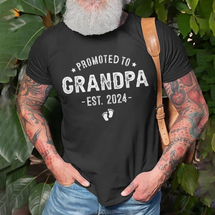 Promoted To Grandpa 2024 Soon To Be First Time Grandfather Unisex T-Shirt Gifts for Old Men
