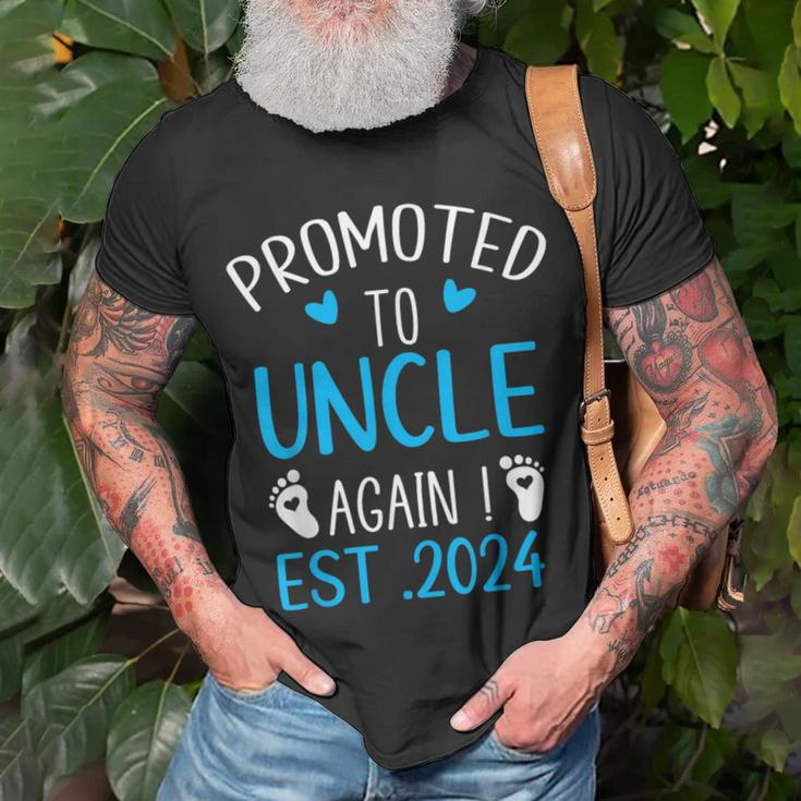 Promoted To Uncle 2024 Again Uncle New Baby Est 2024 Funny Gifts For Uncle Unisex T-Shirt Gifts for Old Men