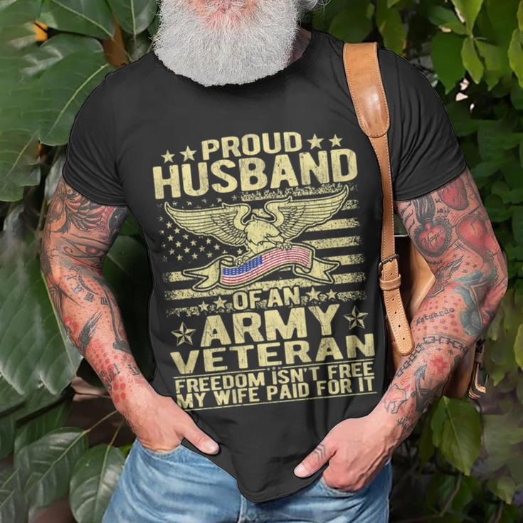 Proud Husband Of An Army Veteran Spouse Freedom Isn't Free T-Shirt Gifts for Old Men