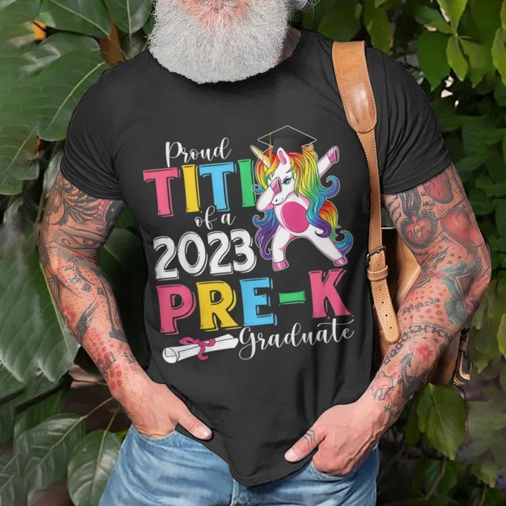 Proud Titi Of A 2023 Prek Graduate Dabbing Unicorn Unisex T-Shirt Gifts for Old Men