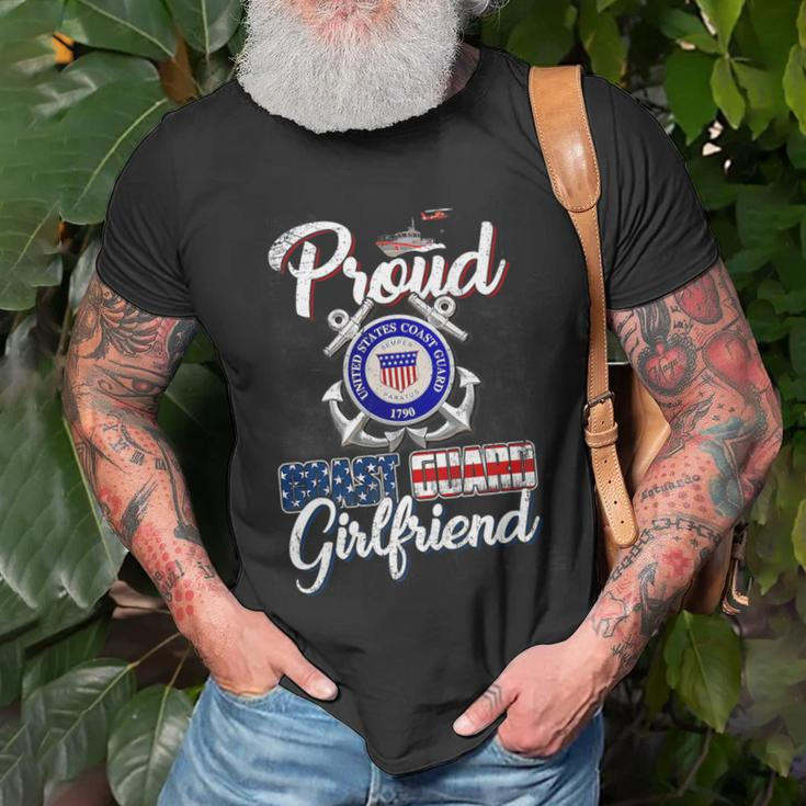 Proud Us Coast Guard Girlfriend Us Military Family Funny Military Gifts Unisex T-Shirt Gifts for Old Men