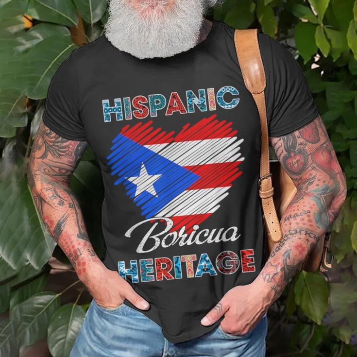 Puerto Rican Hispanic Heritage Boricua Puerto Rico Flag T-Shirt Gifts for Old Men
