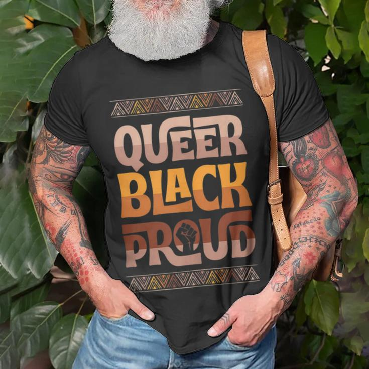 Queer Black Proud Gay Pride Blm Fist Black Lgbtq Pride Month Unisex T-Shirt Gifts for Old Men