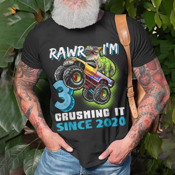 Rawr Im 3 Monster Truck Dinosaur 3Rd Birthday Party Boys Unisex T-Shirt Gifts for Old Men
