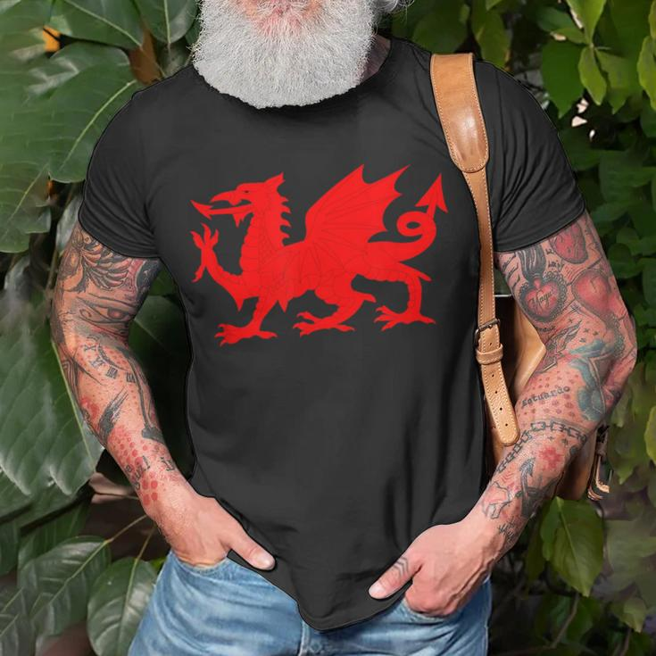 Red Dragon Wales Welsh Flag Soccer Football Fan Jersey T-Shirt Gifts for Old Men