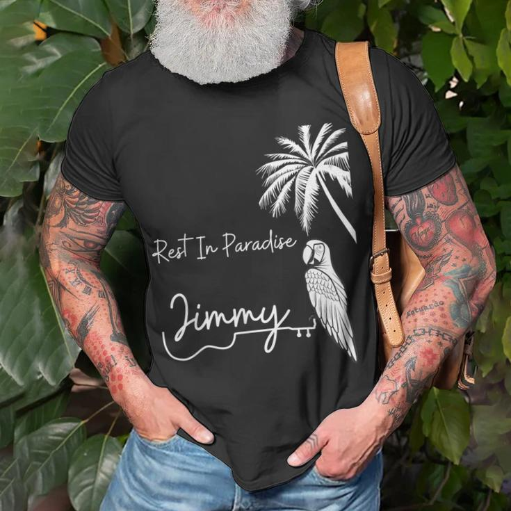 Rest In Paradise Jimmy Parrot Heads Guitar Music Lovers T-Shirt Gifts for Old Men