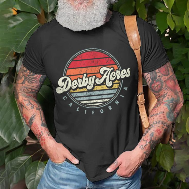 Retro Derby Acres Home State Cool 70S Style Sunset T-Shirt Gifts for Old Men