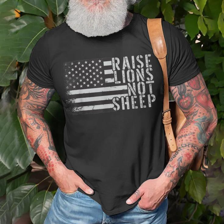 Retro Raise Lions Not Sheep Patriotic Party Patriot Us Flag Unisex T-Shirt Gifts for Old Men