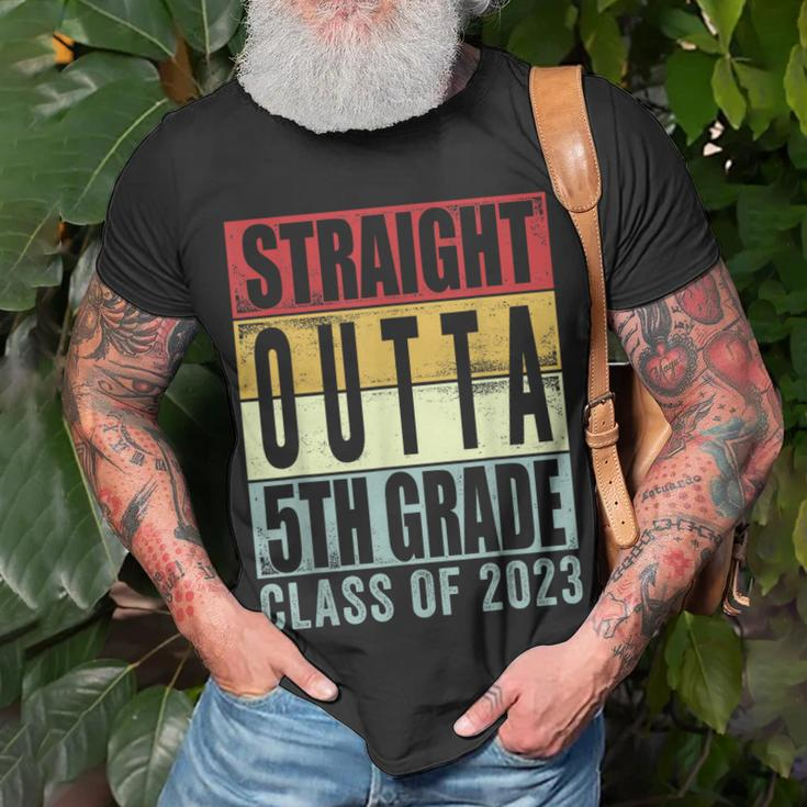 Retro Straight Outta 5Th Grade Graduation Class Of 2023 Gift Unisex T-Shirt Gifts for Old Men