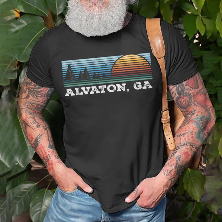 Retro Sunset Stripes Alvaton Georgia T-Shirt Gifts for Old Men