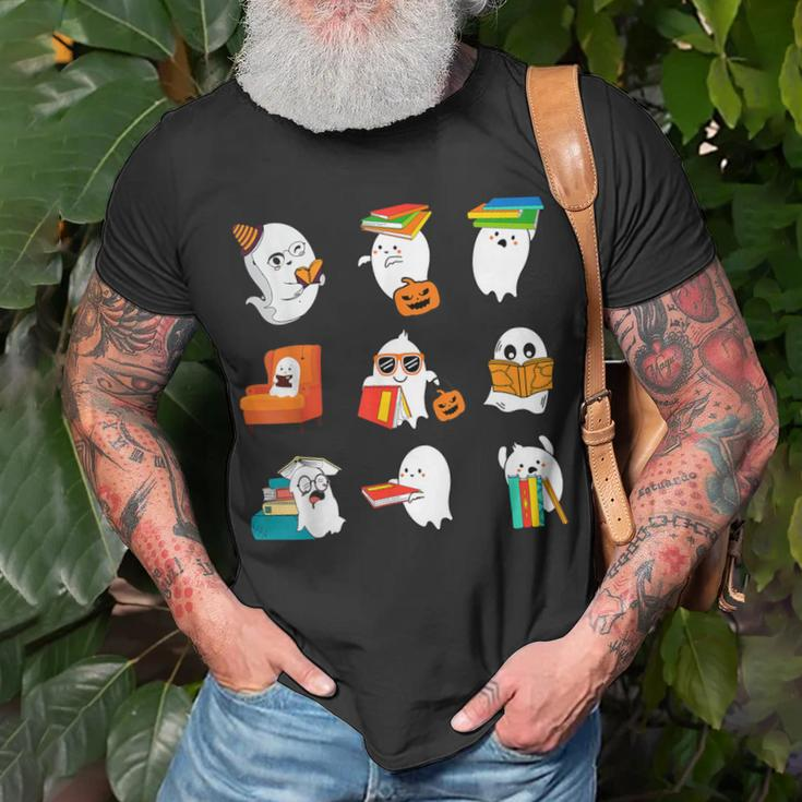 Retro Teacher Halloween Ghost Read More Books Teacher T-Shirt Gifts for Old Men