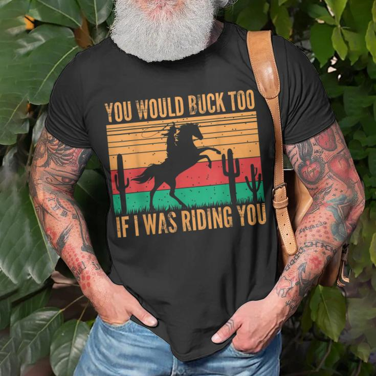 Riding Rodeo Cowgirl Horse Retro Sexy Cowgirls Funny Western Unisex T-Shirt Gifts for Old Men