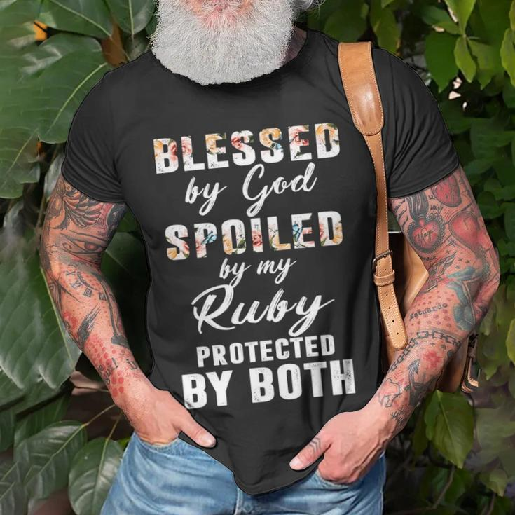 Ruby Name Gift Blessed By God Spoiled By My Ruby V2 Unisex T-Shirt Gifts for Old Men