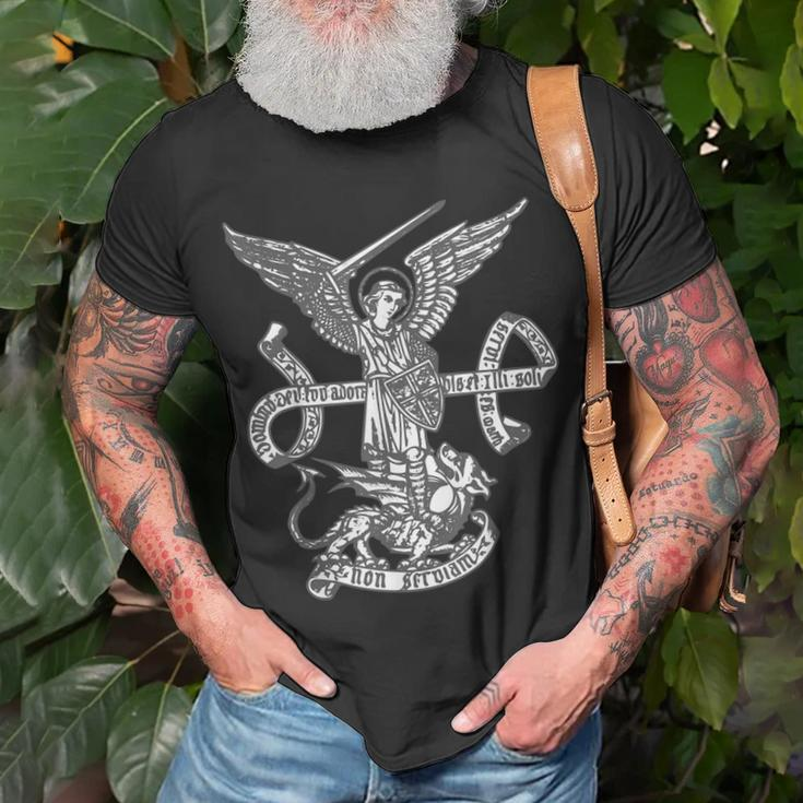 Saint Michael The Archangel Catholic Angels T-Shirt Gifts for Old Men
