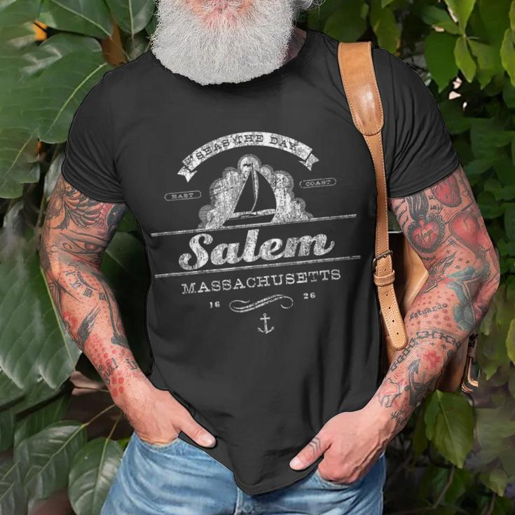 Salem Ma Sailboat Vintage Nautical Throwback T-Shirt Gifts for Old Men