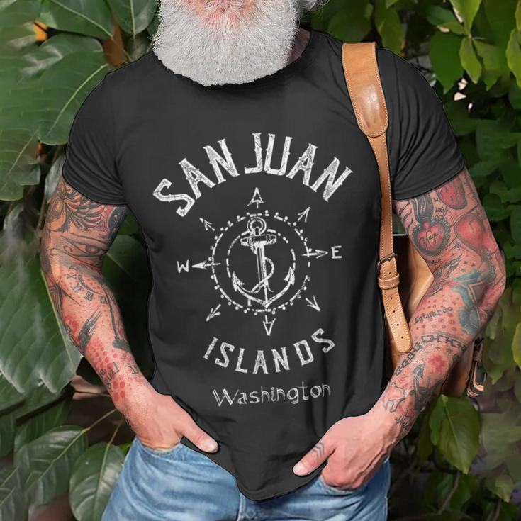 San Juan Islands Washington Wa Compass Wind Rose Boating T-Shirt Gifts for Old Men