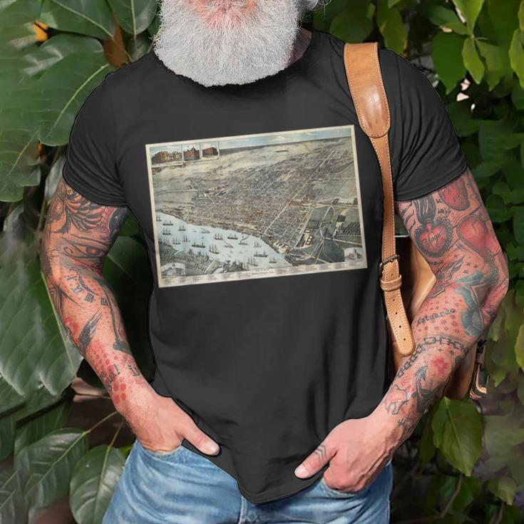 Savannah Ga Historic Map T-Shirt Gifts for Old Men