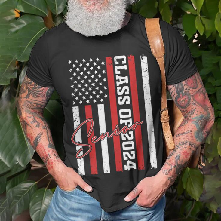 Senior 2024 Class Of 2024 24 American Flag Seniors Unisex T-Shirt Gifts for Old Men