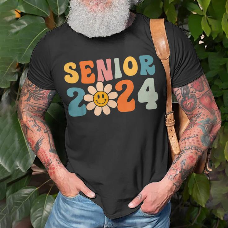 Senior 2024 Groovy Retro Happy Last Day Of School Graduation Unisex T-Shirt Gifts for Old Men
