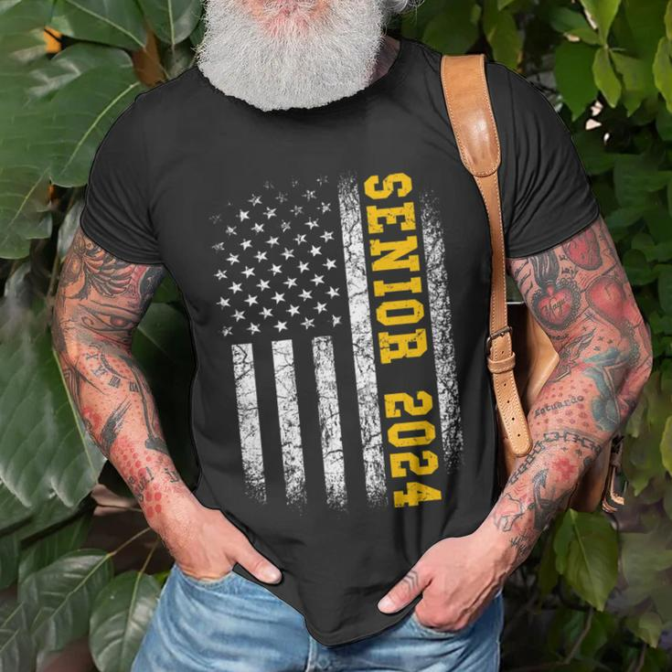 Senior 2024 | Class Of 2024 Graduation Seniors American Flag Unisex T-Shirt Gifts for Old Men