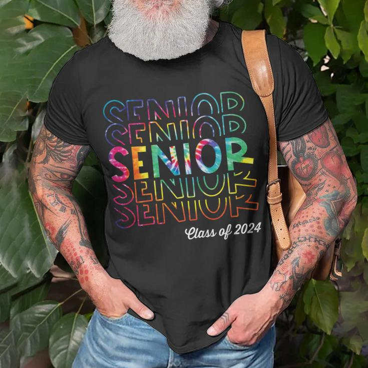 Senior 2024 Retro Tye Dye 2024 High School Graduate Class Unisex T-Shirt Gifts for Old Men