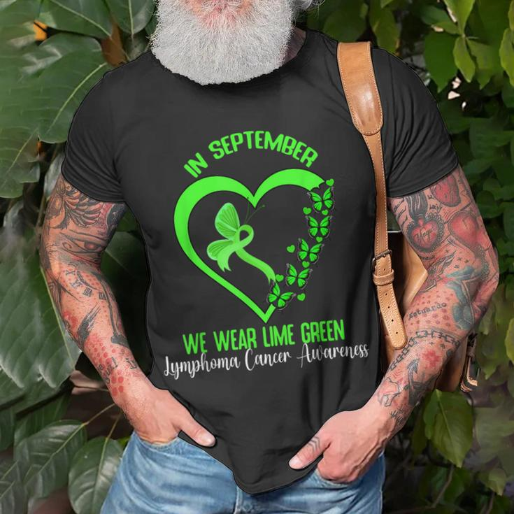 In September We Wear Green Ribbon Lymphoma Cancer Awareness T-Shirt Gifts for Old Men