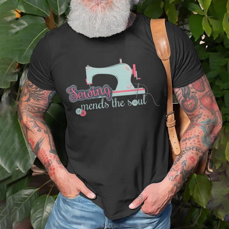 Sewing Mends The Soul Funny Sewing Kit For Quilting Lover Unisex T-Shirt Gifts for Old Men