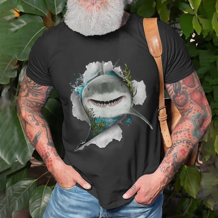 Shark Great White Shark Deep Sea Fishing Funny Shark Unisex T-Shirt Gifts for Old Men