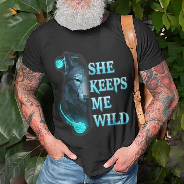 She Keeps Me Wild - He Keeps Me Safe Couple Wolves Unisex T-Shirt Gifts for Old Men
