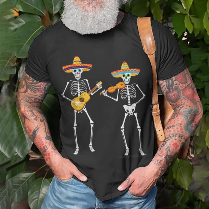Skeleton Sombreros Guitar Fiesta Cinco De Mayo Mexican Party T-Shirt Gifts for Old Men