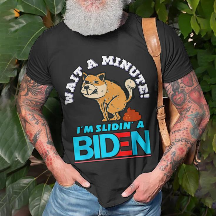 Slidin Biden Funny Dog Trump Political Sarcasm Unisex T-Shirt Gifts for Old Men