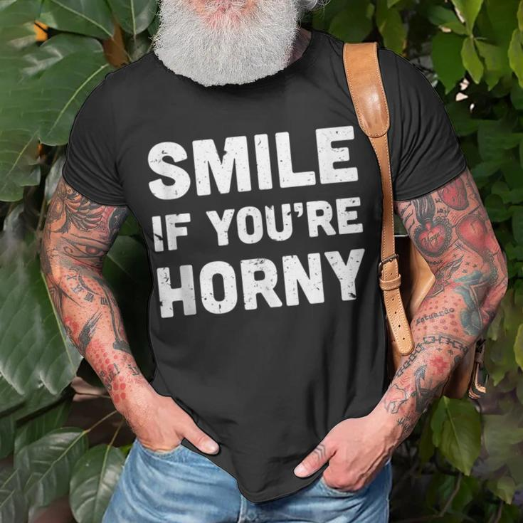 Smile If You're Horny Adult Gag T-Shirt Gifts for Old Men