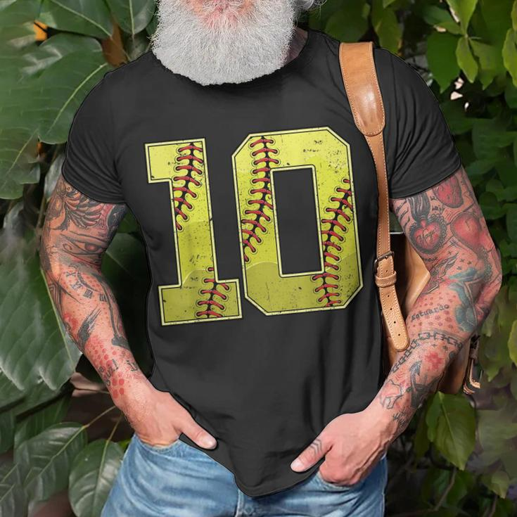 Softball Tenth 10Th Birthday Boy Girl Ten 10 Years Old Bday Unisex T-Shirt Gifts for Old Men