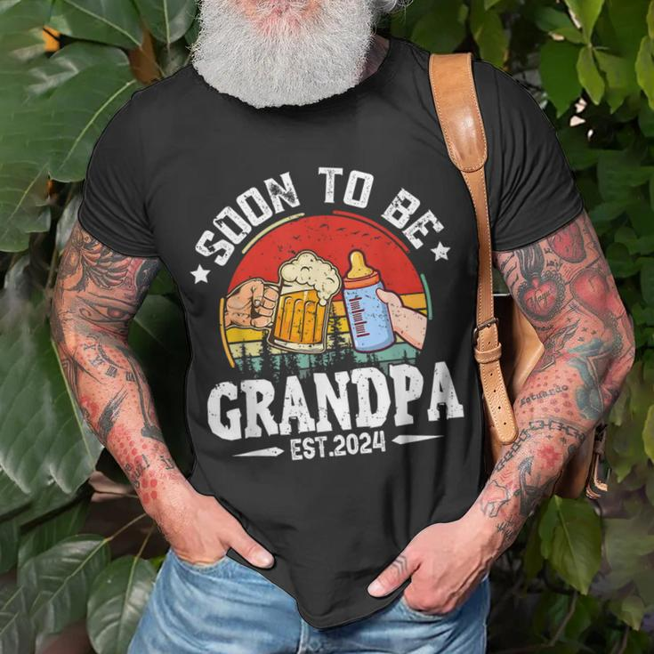 Soon To Be Grandpa 2024 Retro Pregnancy Announcement Dad T-Shirt Gifts for Old Men