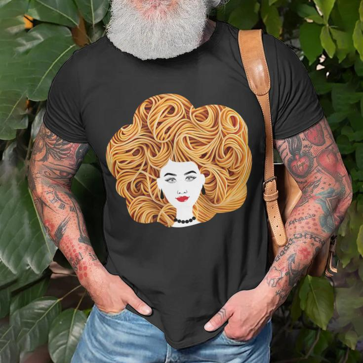 Spaghetti Pasta Natural Hair T-Shirt Gifts for Old Men