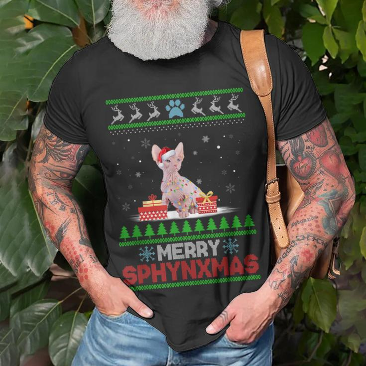 Sphynx Cat Lover Christmas Ugly Xmas Sweater Sphynx T-Shirt Gifts for Old Men