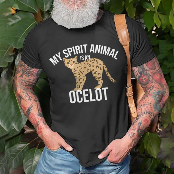 My Spirit Animal Is An Ocelot Ocelot Wild Cat Zookeeper T-Shirt Gifts for Old Men