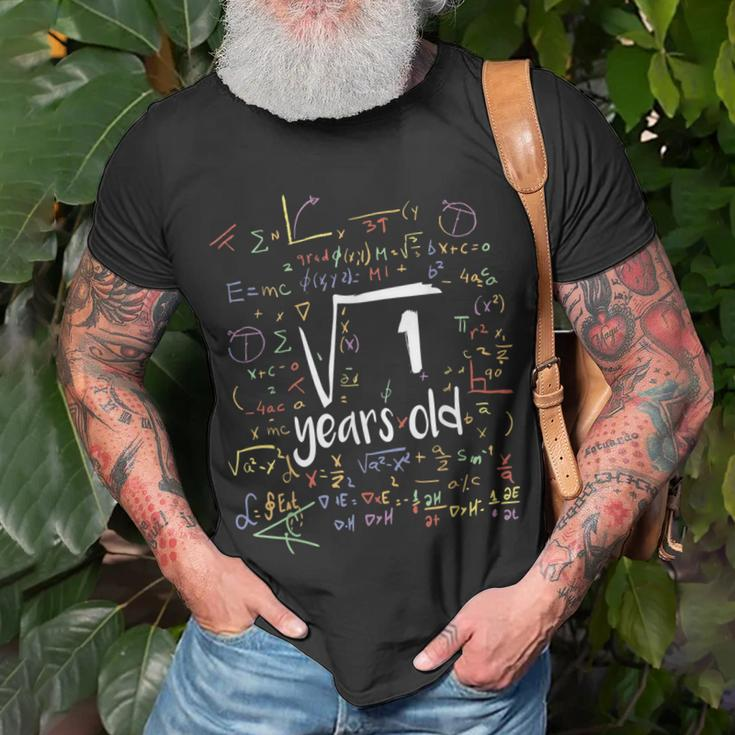 Square Root Of 1 Nerd 1 Years Old 1Th Birthday Math Math Funny Gifts Unisex T-Shirt Gifts for Old Men