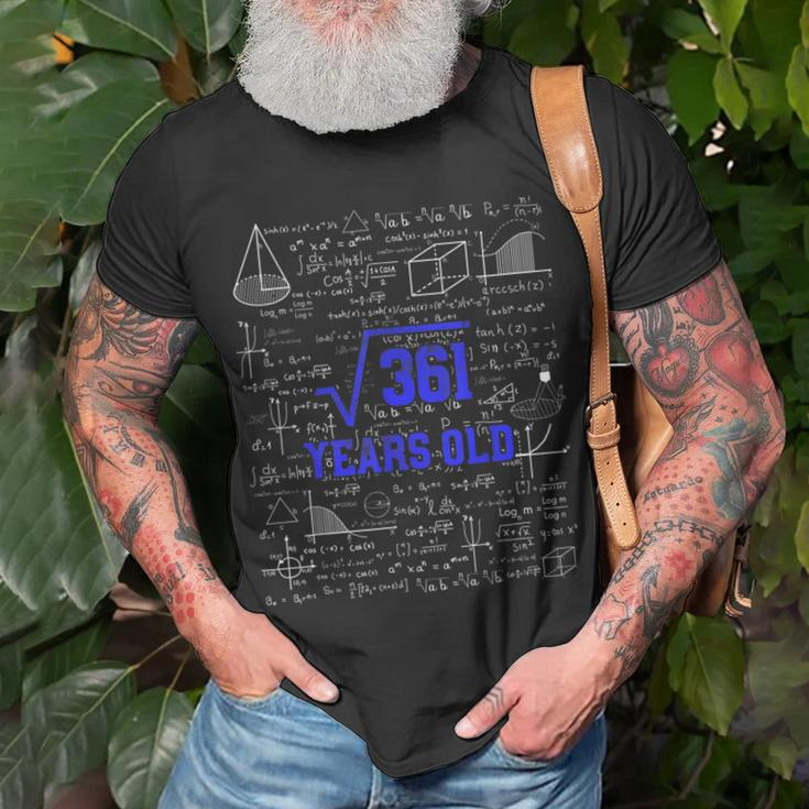 Square Root Of 361 19Th Birthday 19 Years Old Gift Math Bday Math Funny Gifts Unisex T-Shirt Gifts for Old Men