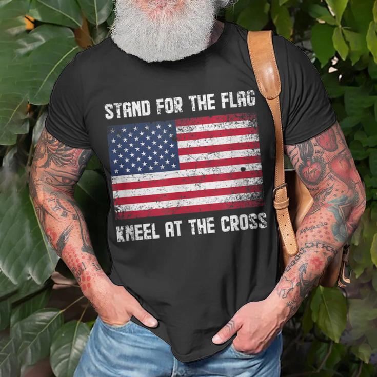 Stand For The Flag And Kneel At The Cross Patriot Unisex T-Shirt Gifts for Old Men