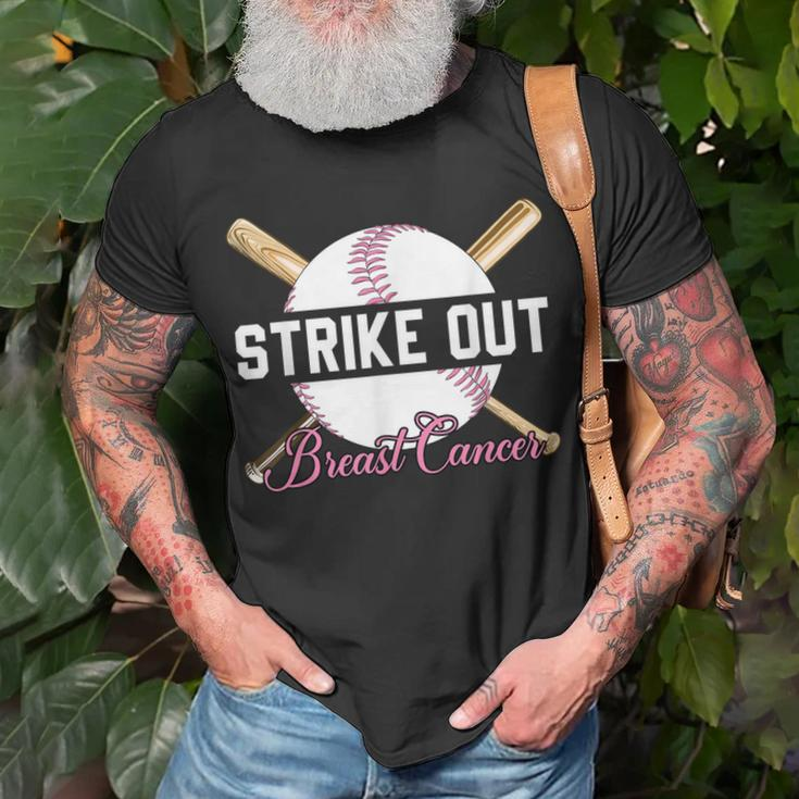 Strike Out Breast Cancer Awareness Month Baseball Fight Pink T-Shirt Gifts for Old Men