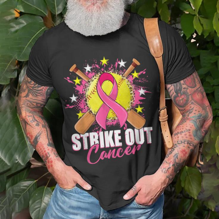 Strike Out Breast Cancer Awareness Month Softball Fight Pink T-Shirt Gifts for Old Men